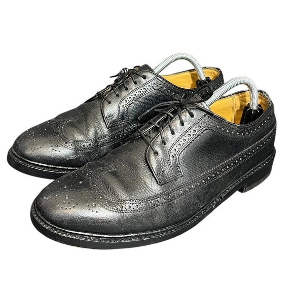 Florsheim Imperial Dress Shoes Mens 9 3E Black Leather Wingtip Brogue Vintage